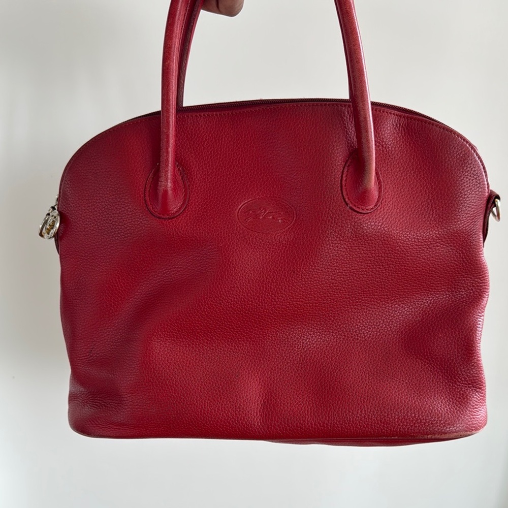 Elegant Red Leather Handbag Longchamp